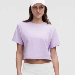 Lululemon All Yours Organic Cotton Cropped T shirt - XL - Lavender Frost